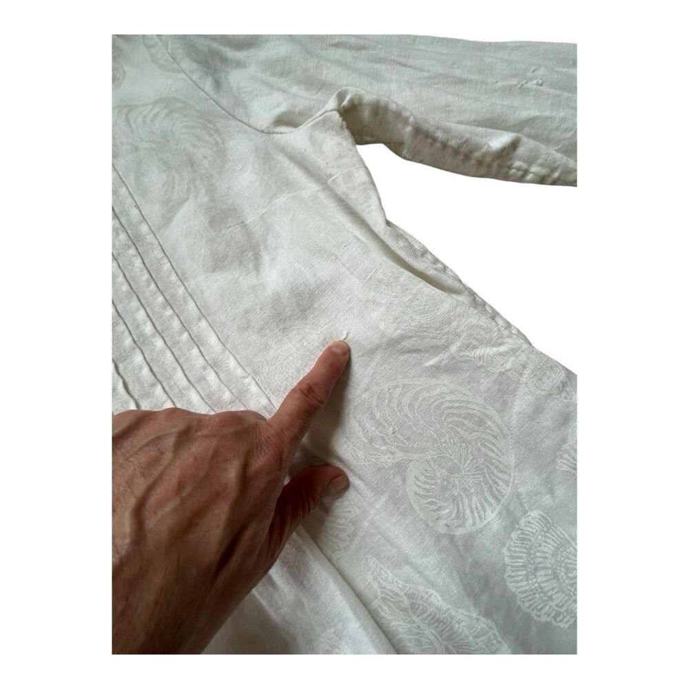 Lilly Pulitzer Linen Shirt Dress Size 10 White, Shells Print - Picture 4 of 7